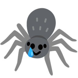 smiling face with tear and spider