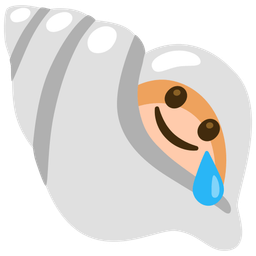 smiling face with tear and spiral shell