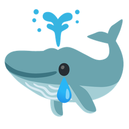 smiling face with tear and spouting whale