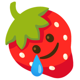 smiling face with tear and strawberry