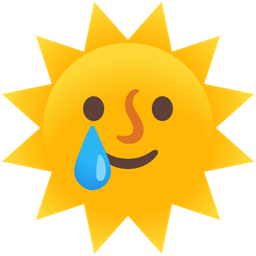 smiling face with tear and sun with face