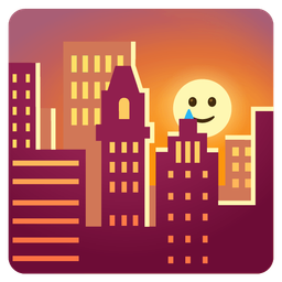 smiling face with tear and sunset