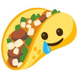 smiling face with tear and taco
