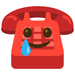 smiling face with tear and telephone