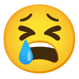 smiling face with tear and tired face
