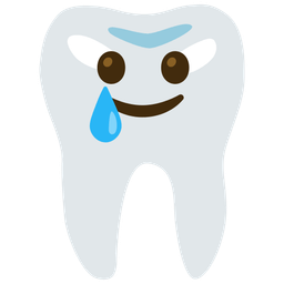 smiling face with tear and tooth
