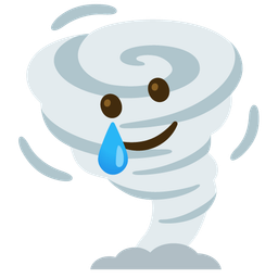 smiling face with tear and tornado