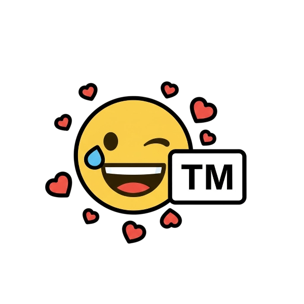 Smiling face with tear and Trade mark