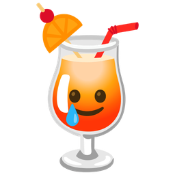 smiling face with tear and tropical drink
