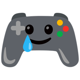 smiling face with tear and video game