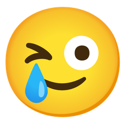 Smiling face with tear and Winking face with tongue