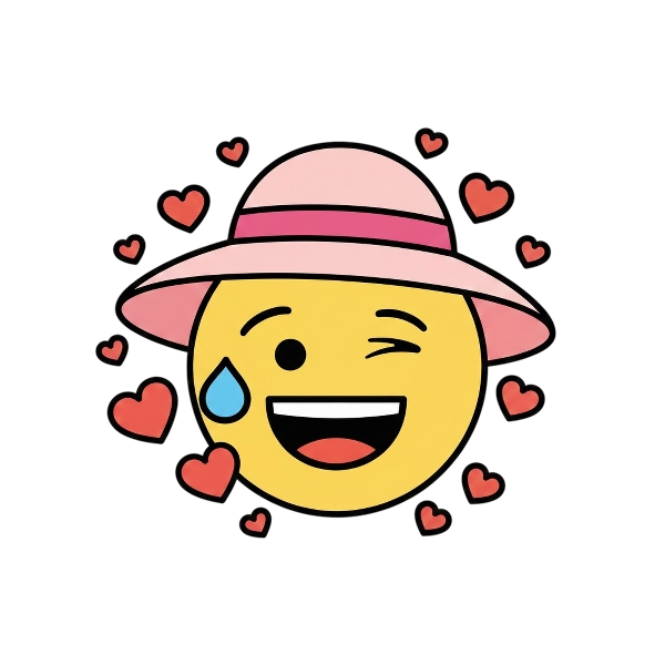 Smiling face with tear and Woman’s hat