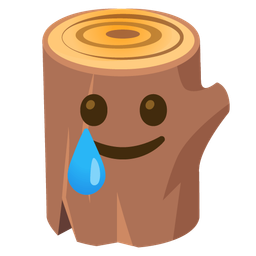 smiling face with tear and wood