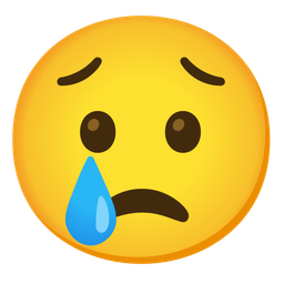 smiling face with tear and worried face