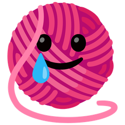 smiling face with tear and yarn