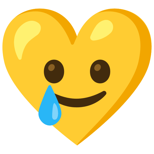 Smiling face with tear and Yellow heart