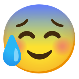 smiling face and anxious face with sweat