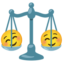 smiling face and balance scale