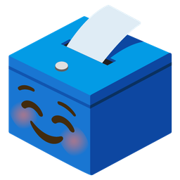 smiling face and ballot box with ballot
