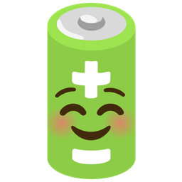 smiling face and battery