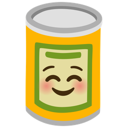 smiling face and canned food