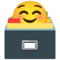 smiling face and card file box