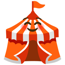 smiling face and circus tent
