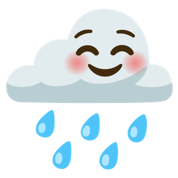 smiling face and cloud with rain