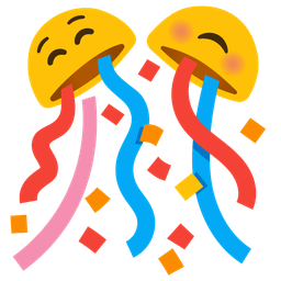 smiling face and confetti ball