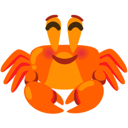 smiling face and crab