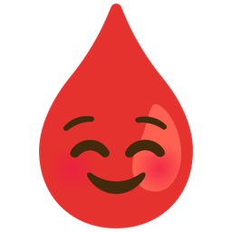 smiling face and drop of blood