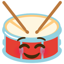 smiling face and drum