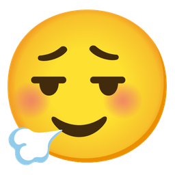 smiling face and face exhaling