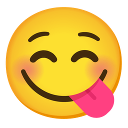 Smiling face and Face savoring food