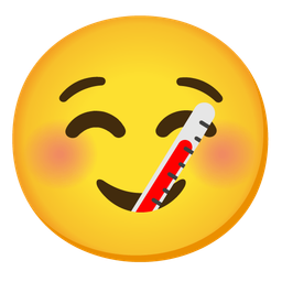 smiling face and face with thermometer