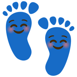 smiling face and footprints