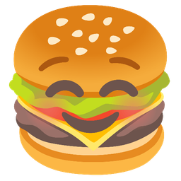 smiling face and hamburger