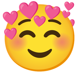 smiling face and heart with arrow