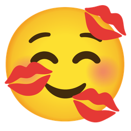 smiling face and kiss mark