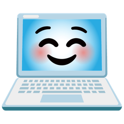 smiling face and laptop