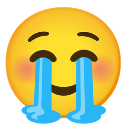 smiling face and loudly crying face