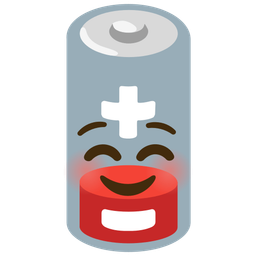 smiling face and low battery