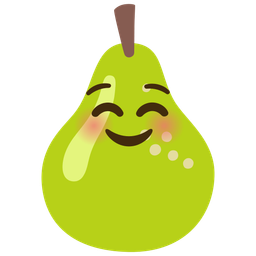 smiling face and pear
