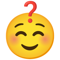 smiling face and red question mark