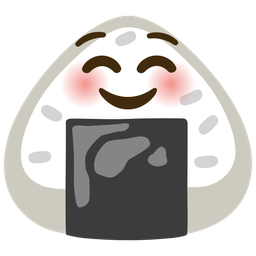 smiling face and rice ball