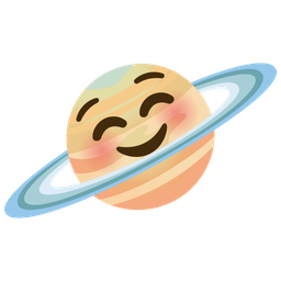 smiling face and ringed planet