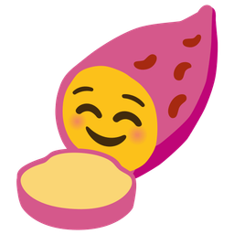 smiling face and roasted sweet potato