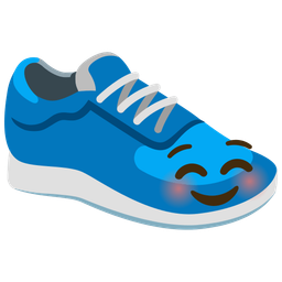 smiling face and running shoe