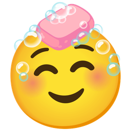 smiling face and soap