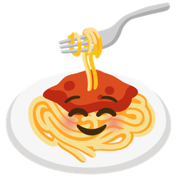 smiling face and spaghetti